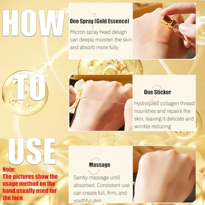 Elitzia SKIN CARE PROTEIN LIFT THREAD COLLAGEN FOR WOMEN PROTEIN LIFTING THREADING SET FACE CARE ANTI AGING SOLUBLE GOLD PROTEIN ANTI WRINKLE SMOOTH FINE LINES NASOLABIAL FOLDS HOME USE 5PCS 15ML - Image 4